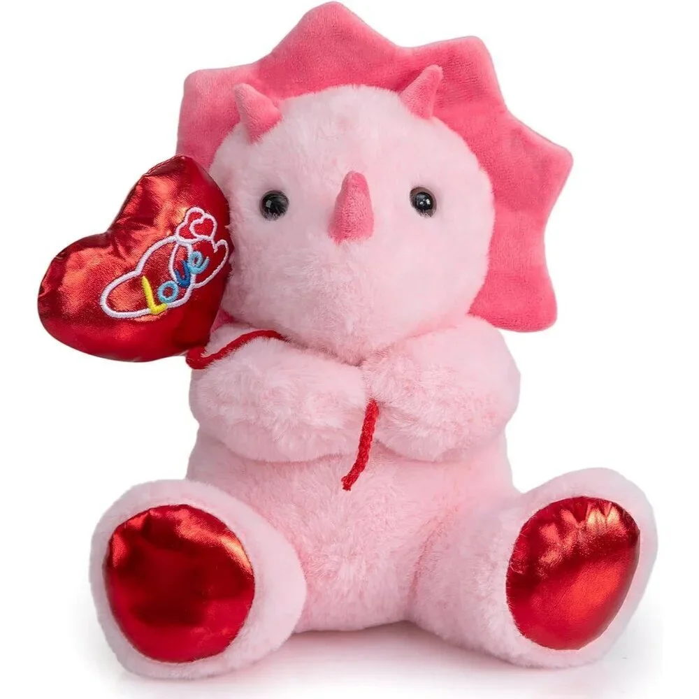 Dinosaur Stuffed Animal Valentines Dinosaur Plush Triceratops Toy Holding